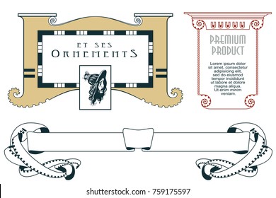 Vector flowers vintage labels on different versions for decoration and design.