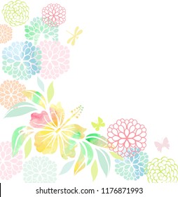 Vector flowers in watercolor style