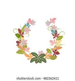 Vector flowers wreath vintage style, Invitations, Banners or Posters Design. Wreath and Leaves Collection for Greeting and Wedding Cards.