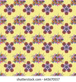 Vector flowery pattern in blue and violet colors. Seamless floral background for wrapping, textile, wallpaper. Soft tile.