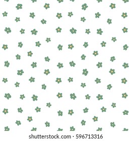 Vector flowery pattern in green and yellow colors over white background. Seamless floral background for wrapping, textile, wallpaper. Soft tile.