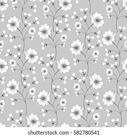 Vector flowery pattern. Seamless floral background for wrapping, textile, wallpaper. Soft tile.  