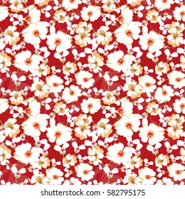 Vector flowery pattern. Seamless floral background for wrapping, textile, wallpaper. Decorative tile. Summer print. 