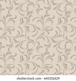 Vector flowery pattern. Seamless floral background for wrapping, textile, wallpaper. Decorative vintage tile. Soft print.