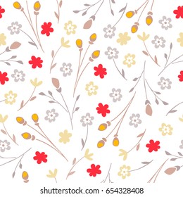 Vector flowery pattern. Seamless floral background for wrapping, textile, wallpaper. Soft tile. 
