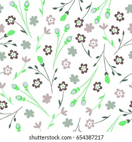 Vector flowery pattern. Seamless floral background for wrapping, textile, wallpaper. Soft tile. 