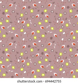 Vector flowery pattern. Seamless floral background for wrapping, textile, wallpaper. Decorative tile. 