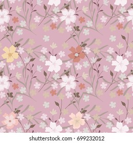 Vector flowery pattern. Seamless floral background for wrapping, textile, wallpaper. Soft tile.