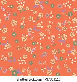 Vector flowery pattern. Seamless floral background for wrapping, textile, wallpaper. Cute baby texture.