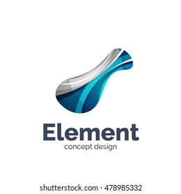 Vector flowing abstract shape, logo template. Colorful unusual business icon
