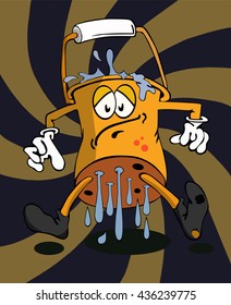 vector flowing a bucket of paint on abstractions swirling background