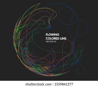 Vector flowing colorful tech lines background
