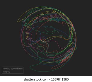 Vector que fluye colorido fondo de líneas tecnológicas
