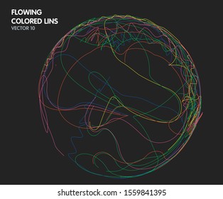 Vector flowing colorful tech lines background
