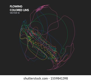 Vector flowing colorful tech lines background
