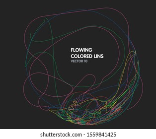 Vector flowing colorful tech lines background
