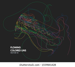 Vector que fluye colorido fondo de líneas tecnológicas
