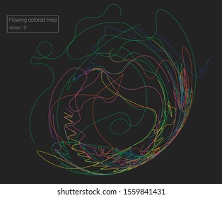 Vector flowing colorful tech lines background
