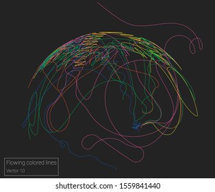 Vector flowing colorful tech lines background
