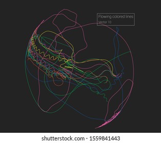 Vector flowing colorful tech lines background
