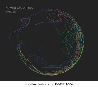 Vector flowing colorful tech lines background
