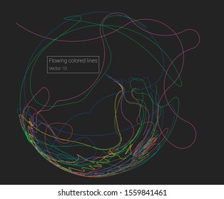 Vector flowing colorful tech lines background
