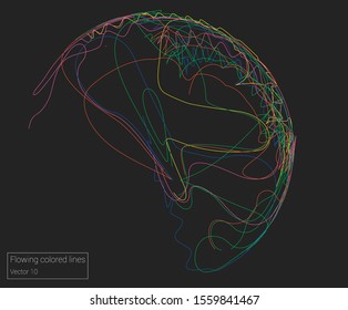 Vector flowing colorful tech lines background
