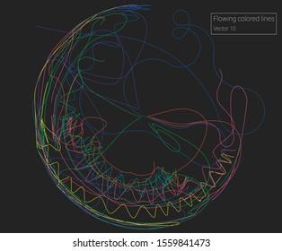 Vector que fluye colorido fondo de líneas tecnológicas
