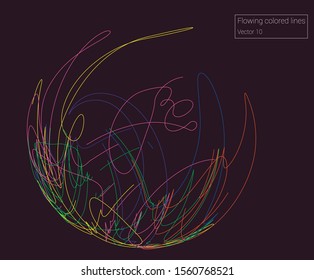 Vector flowing colorful tech lines background