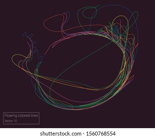 Vector flowing colorful tech lines background