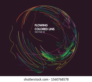 Vector flowing colorful tech lines background