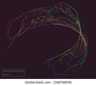 Vector flowing colorful tech lines background