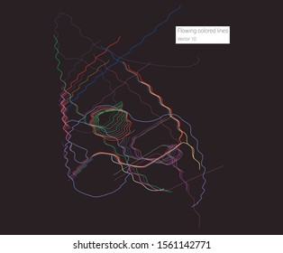 Vector que fluye colorido fondo de líneas tecnológicas
