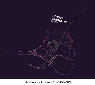 Vector flowing colorful tech lines background