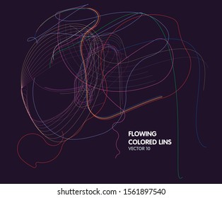 Vector flowing colorful tech lines background