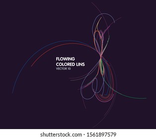Vector flowing colorful tech lines background