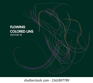 Vector flowing colorful tech lines background