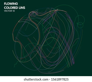 Vector flowing colorful tech lines background