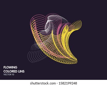 Vector flowing colorful tech lines background
