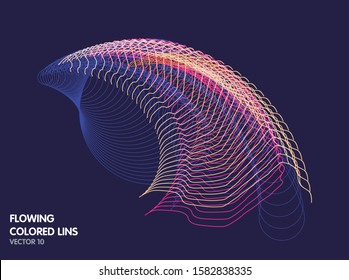 Vector flowing colorful tech lines background