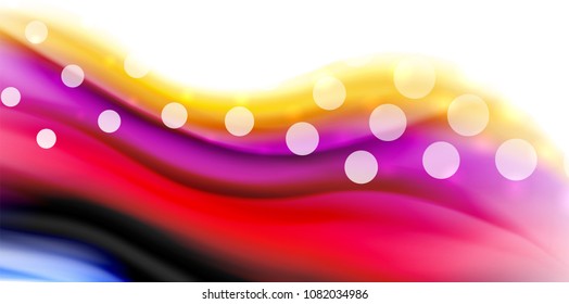 Vector flowing liqiud colors isolated on white, wave abstract background template
