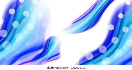 Vector flowing liqiud colors isolated on white, wave abstract background template