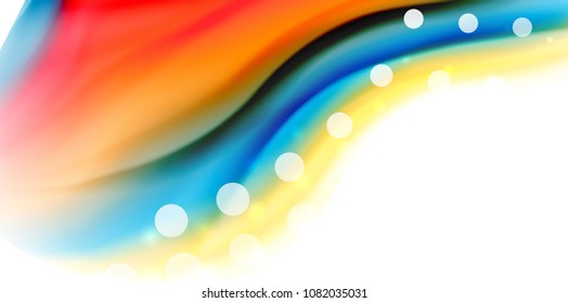 Vector que fluye colores liqiud aislados en una plantilla de fondo abstracta de onda blanca