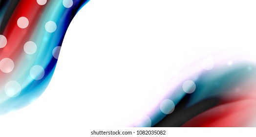 Vector flowing liqiud colors isolated on white, wave abstract background template