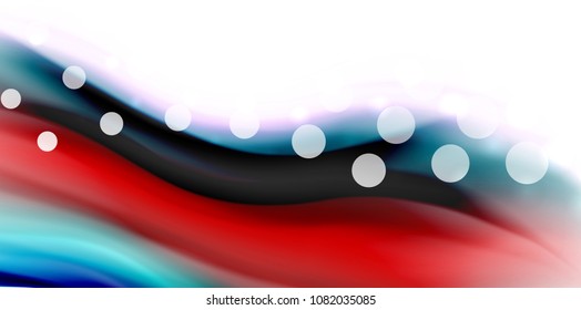 Vector flowing liqiud colors isolated on white, wave abstract background template
