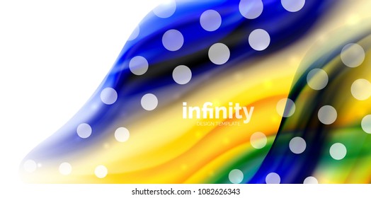 Vector flowing liqiud colors isolated on white, wave abstract background template