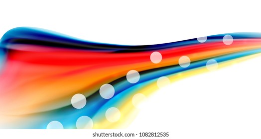Vector flowing liqiud colors isolated on white, wave abstract background template