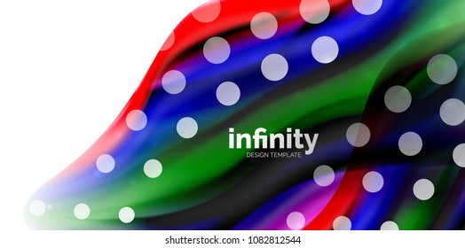 Vector flowing liqiud colors isolated on white, wave abstract background template