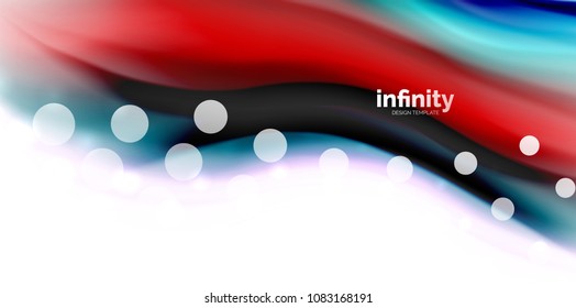 Vector flowing liqiud colors isolated on white, wave abstract background template