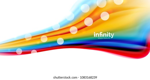 Vector flowing liqiud colors isolated on white, wave abstract background template